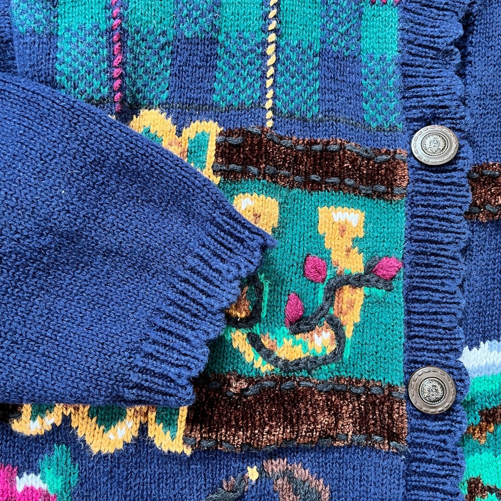 Vintage Equestrian Embroidered Patchwork Cardigan by Jantzen Classics - Picture 10 of 12